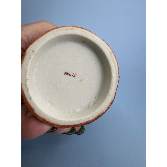 Handcrafted Ceramic Bamboo-Inspired Vase With Red & Gold Dragonfly Design Japan - Picture 7 of 7